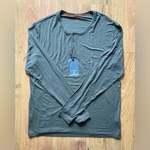 NWT Stone Rose Stretch Performance Mens Large Henley Khaky Long Sleeve Shirt